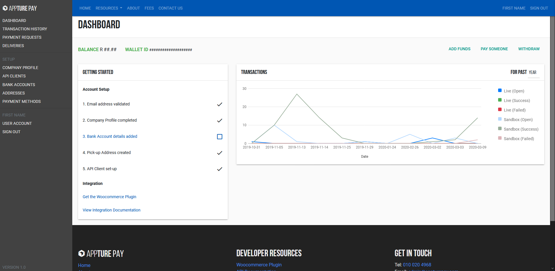 Appture Pay dashboard